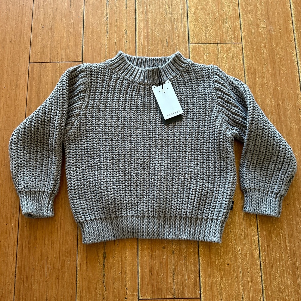 Huxbaby chunky knit 100% cotton jumper sweater kids toddler 5 grey